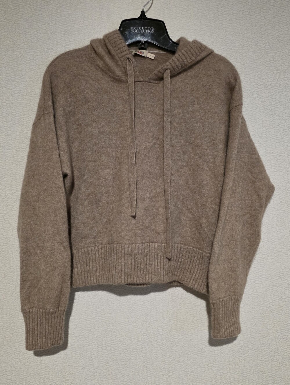 Faherty Womens 100% Cashmere Hooded Pullover Sweater Tan Small